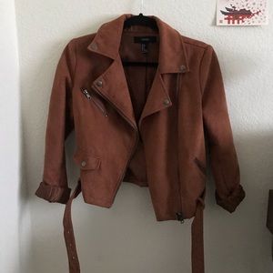 Rust suede moto jacket